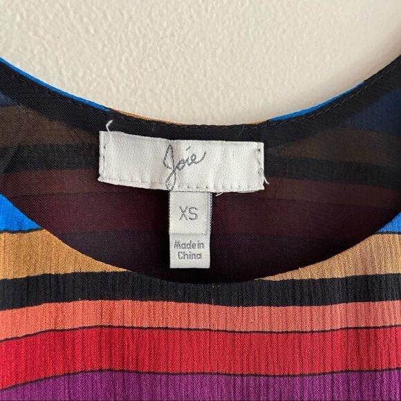 JOIE Multi-colored Striped Silk Tank Top XS - Picture 2 of 5